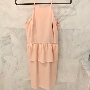 Blush pink cocktail dress w/ ruffle mid line